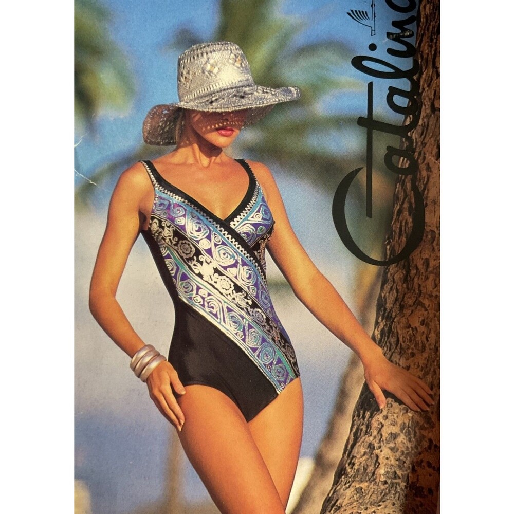 Vintage NWT-RARE 80’S Catalina Shape Maker Metallic 1-Piece Swimsuit Women’s 14